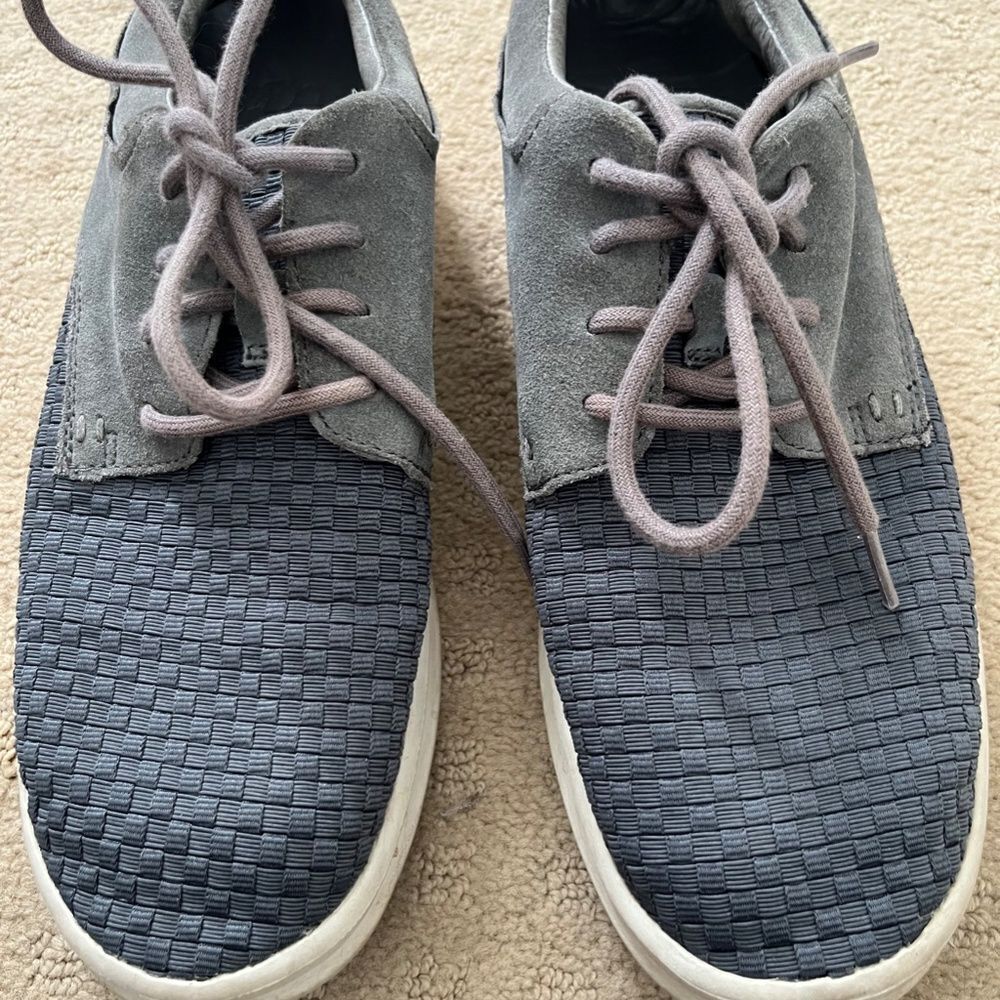 UGG Hepner Men’s 8.5 Woven Casual Shoes Gray Leather Suede Comfort - Picture 4 of 16